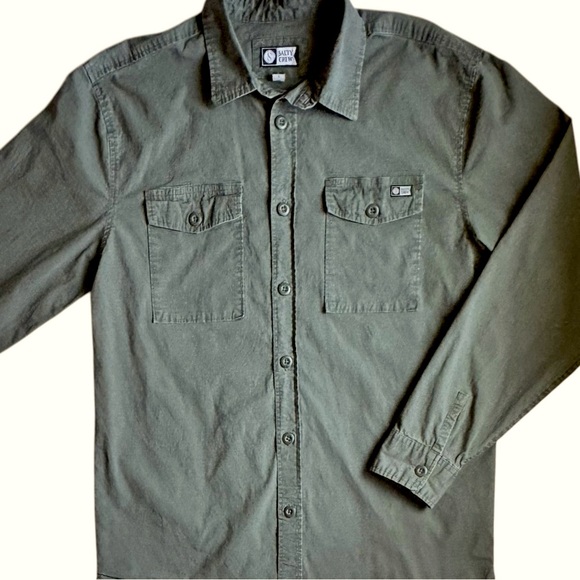 Salty Crew Workwear Shirt Men’s Size L Long Sleeve Button Down Olive Green - Picture 3 of 7